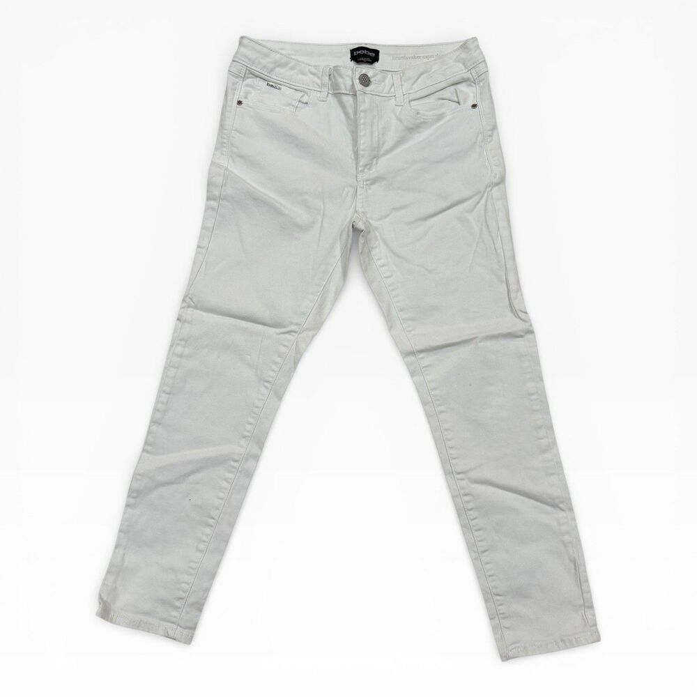 BEBE  Heartbreaker Skinny Capri Pants Size 28   White
